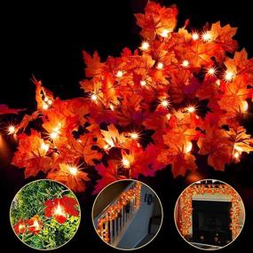 img 4 attached to 🎃 3 Pack Pumpkin Decor Thanksgiving Decoration Fall Decor Fall Garland: Maple Leaves String Lights, 30Ft/60 LED Lights Garland Wreath - Indoor Outdoor Decor for Parties, Halloween, & Thanksgiving - Battery Operated