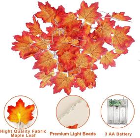 img 1 attached to 🎃 3 Pack Pumpkin Decor Thanksgiving Decoration Fall Decor Fall Garland: Maple Leaves String Lights, 30Ft/60 LED Lights Garland Wreath - Indoor Outdoor Decor for Parties, Halloween, & Thanksgiving - Battery Operated