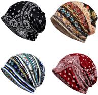 🎀 set of 4 baggy slouchy beanie chemo hats for women - comfortable snood cap for cancer headwear логотип