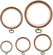 🧵 qlouni 5 pieces round embroidery hoops set - cross stitch hoop rings with imitated wood display frames for hand embroidery, art crafts, and sewing projects logo