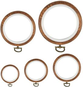 img 4 attached to 🧵 QLOUNI 5 Pieces Round Embroidery Hoops Set - Cross Stitch Hoop Rings with Imitated Wood Display Frames for Hand Embroidery, Art Crafts, and Sewing Projects