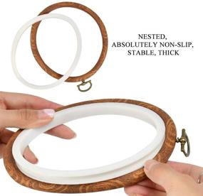 img 1 attached to 🧵 QLOUNI 5 Pieces Round Embroidery Hoops Set - Cross Stitch Hoop Rings with Imitated Wood Display Frames for Hand Embroidery, Art Crafts, and Sewing Projects
