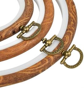 img 2 attached to 🧵 QLOUNI 5 Pieces Round Embroidery Hoops Set - Cross Stitch Hoop Rings with Imitated Wood Display Frames for Hand Embroidery, Art Crafts, and Sewing Projects