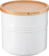 le creuset stoneware canister with wood lid, 1.5 qt. (5.5" diameter), white - stylish and functional kitchen storage solution логотип