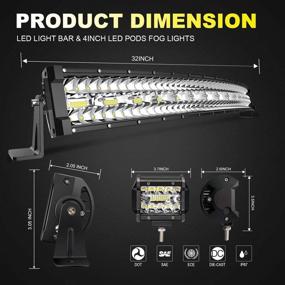 img 3 attached to 🚜 Powerful 30/32-inch TURBO SII Triple Row Curved LED Light Bar - 585W Offroad Driving Spot Flood Combo Beam, IP67 Waterproof - With Bonus 4 Inch 60W LED Pod Lights for Trucks, Polaris Ranger, RZR, ATV, UTV, Boat