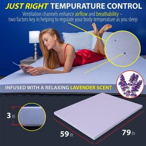 img 1 attached to 🌙 Deco Home 3" Queen Memory Foam Mattress Topper with Relaxing Lavender Scent, Enhanced Softness and Air Flow for Restful Sleep, Pressure Point Relief