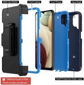 img 2 attached to Xihaiying Navy Blue Phone Case for Samsung Galaxy A12 5G: Heavy Duty Shockproof Armor with Belt Clip Holster