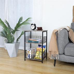 img 2 attached to Industrial Metal Wire Fence 3-Tier End Table with Storage Shelf – Perfect for Living Room, Bedroom, Sofa, Hall, Office