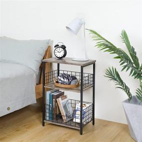 img 3 attached to Industrial Metal Wire Fence 3-Tier End Table with Storage Shelf – Perfect for Living Room, Bedroom, Sofa, Hall, Office