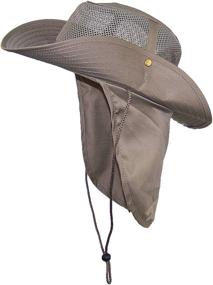 img 2 attached to 🧢 Stay Cool and Protected with Tropic Hats Summer Wide Brim Mesh Safari/Outback Hat Featuring Neck Flap & Snap Up Sides