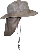 🧢 stay cool and protected with tropic hats summer wide brim mesh safari/outback hat featuring neck flap & snap up sides logo