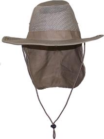 img 3 attached to 🧢 Stay Cool and Protected with Tropic Hats Summer Wide Brim Mesh Safari/Outback Hat Featuring Neck Flap & Snap Up Sides