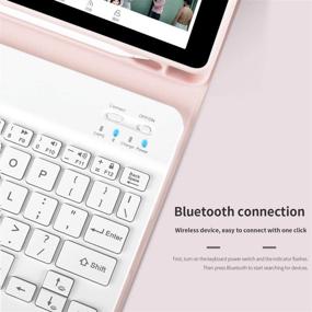 img 3 attached to 🔲 KenKe iPad Keyboard Case 10.2 2021/2020/2019, 9th/8th/7th Gen, Pencil Holder, Magnetic Detachable Wireless Bluetooth Keyboard, Pink