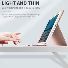 img 2 attached to 🔲 KenKe iPad Keyboard Case 10.2 2021/2020/2019, 9th/8th/7th Gen, Pencil Holder, Magnetic Detachable Wireless Bluetooth Keyboard, Pink