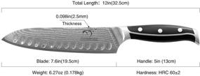 img 1 attached to 🔪 Профессиональный нож Santoku серии WanRui длиной 7 дюймов, лезвие из 67-слойной дамасской стали VG-10 Super Steel, легкий универсальный кухонный нож с эргономичной рукояткой из прочного ABS с тройным заклеплением, бритвенно острый