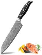 🔪 профессиональный нож santoku серии wanrui длиной 7 дюймов, лезвие из 67-слойной дамасской стали vg-10 super steel, легкий универсальный кухонный нож с эргономичной рукояткой из прочного abs с тройным заклеплением, бритвенно острый логотип