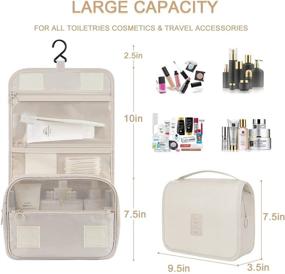img 1 attached to 🧳 Hanging Toiletry Bag, POTENTCERA Travel Makeup Bag Cosmetic Organizer for Women, Bathroom Toiletry Bag with Beauty Blender & Sponge Holder - Light Khaki