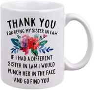 🎁 dqg cvt best sister-in-law coffee mug - thank you for being my sister in law - funny sister-in-law gift - unique family gag gift - birthday christmas novelty present ideas - ceramic cup 11oz logo