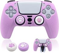 brhe ps5 controller skin grip cover anti-slip silicone protector rubber case cute kawaii accessories set gamepad joystick shell with 2 thumb grip caps (half covered logo