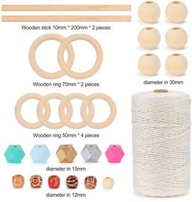 img 2 attached to Complete Macrame Kit for Beginners: SDYXJ 64Pcs Plant Hanger Set with 220 Yards of 3mm Cotton Cords, Beads & Polyhedrons, Wooden Ring, Dowel Rod, and Detailed Manual