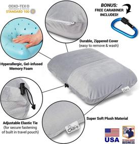 img 3 attached to 🌟 Chill-o Travel Pillow: Ultimate Comfort with Memory Foam Gel Insert for Travel, Sleep, Camping, and Lumbar Support - Perfect Gift for Kids & Adults - Easy Packing with Pillowcase Pocket & Hook (Grey, 11"x16")