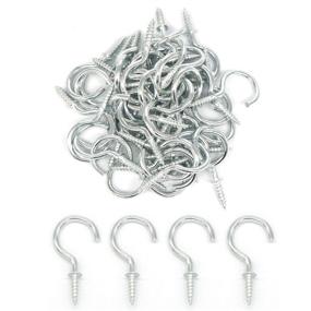 img 4 attached to Mayata 50Pcs/Lot Cup Hooks Shouldered Screw Hanging Hat Coat Peg Hanger Screw-In Ceiling Hooks For Hanging (White Zinc