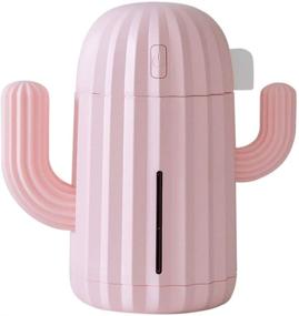 img 4 attached to 🌵 Portable Cactus USB Mini Humidifier - 340ml Ultrasonic Air Humidifiers with Night Light for Home, Bedroom, Office, Yoga, Car, and Travel in Pink