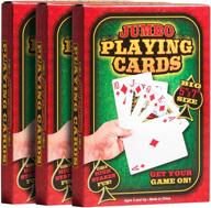 🃏 giant 5 x 7 inch playing cards - 3 decks of jumbo poker index cards for casino theme game night and magic party supplies логотип