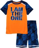 spalding boys 2-piece activewear set: short sleeve top and shorts combo logo