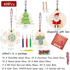 img 2 attached to 🎄 Kids DIY Christmas Craft: 40Pcs Unfinished Wooden Ornaments with Hole for Tree Decorations - Paintable Wood Slices for Festive Fun