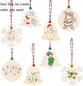 img 1 attached to 🎄 Kids DIY Christmas Craft: 40Pcs Unfinished Wooden Ornaments with Hole for Tree Decorations - Paintable Wood Slices for Festive Fun