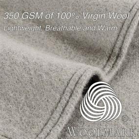 img 1 attached to Poyet Motte Antibes 350GSM Medium Weight Oversized Wool Blanket for Full/Queen Size Bed - Machine Washable, Grey