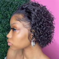 👩 sweetgirl short curly 13x1 lace front human hair wig for black women pixie cut pre plucked 150% density natural black 6 inch logo