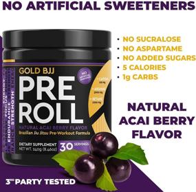 img 2 attached to 💪 Boost Your Jiu Jitsu Performance with Gold BJJ PreRoll: Ultimate Pre-Workout Supplement for Energy, Focus, and Endurance - Acai Berry Flavor, 30 Servings