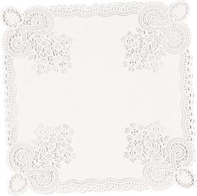 img 1 attached to 🌸 Floral Paper Doilies - Square, White Party Supplies - 10.5 inches, Pack of 20