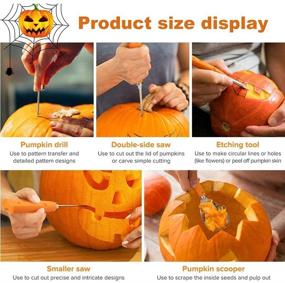 img 3 attached to Halloween Pumpkin Carving Kit - 9PCS, Professional Stainless Steel Tools, Carving Knife, Bag, Candles, Stickers