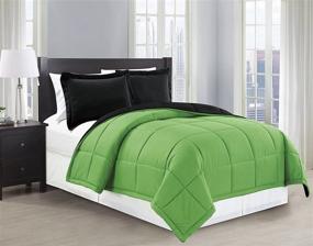 img 1 attached to 💚 Mk Collection Full/Queen Down Alternative Comforter Set - Reversible Black and Lime Green - Brand New