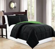 💚 mk collection full/queen down alternative comforter set - reversible black and lime green - brand new logo