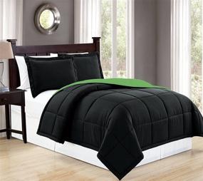 img 2 attached to 💚 Mk Collection Full/Queen Down Alternative Comforter Set - Reversible Black and Lime Green - Brand New