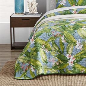 img 2 attached to 🛏️ Tommy Bahama Aregada Dock Collection Quilt Set - 100% Cotton, Reversible, Lightweight & Breathable Bedding with Matching Shams, Pre-Washed for Added Softness - Queen, Sky