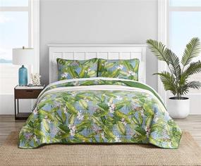 img 3 attached to 🛏️ Tommy Bahama Aregada Dock Collection Quilt Set - 100% Cotton, Reversible, Lightweight & Breathable Bedding with Matching Shams, Pre-Washed for Added Softness - Queen, Sky