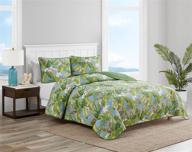 🛏️ tommy bahama aregada dock collection quilt set - 100% cotton, reversible, lightweight & breathable bedding with matching shams, pre-washed for added softness - queen, sky logo