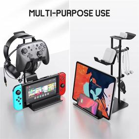 img 3 attached to 🎧 Multi-Functional Headphone Stand, Game Controller Holder, and Headset Stand Hook for Efficient Desk Storage Organization - Aluminum Brackets for Nintendo Switch, Xbox, PlayStation, PC Gaming, and More!