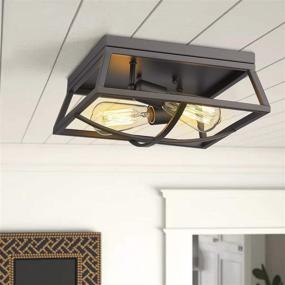 img 2 attached to 🔦 Emliviar 2-Light 12-inch Farmhouse Ceiling Light in Oil Rubbed Bronze Finish, Flush Mount YE19103-FL ORB