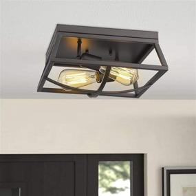 img 1 attached to 🔦 Emliviar 2-Light 12-inch Farmhouse Ceiling Light in Oil Rubbed Bronze Finish, Flush Mount YE19103-FL ORB