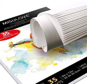 img 1 attached to MISULOVE Watercolor Paper Pad - 9x12 Inch, Pack of 2 - Premium 140lb Cold Pressed Sketchbook - Acid Free Art Drawing Paper Ideal for Painting, Wet & Dry Mixed Media - 70 Sheets per Pad