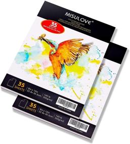 img 3 attached to MISULOVE Watercolor Paper Pad - 9x12 Inch, Pack of 2 - Premium 140lb Cold Pressed Sketchbook - Acid Free Art Drawing Paper Ideal for Painting, Wet & Dry Mixed Media - 70 Sheets per Pad