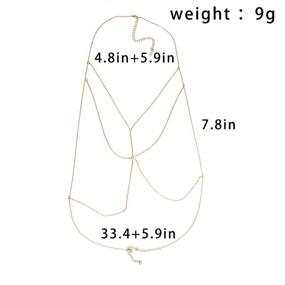 img 4 attached to 👙 Exquisite Ajacry Boho Layered Bra Chain Bikini Geometric Body Chain - Gold