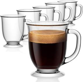 img 4 attached to Set of 6 Clear Glass Coffee Mugs, Vivimee 15 Oz Large Mug with Handle for Hot Beverages - Perfect for Tea, Cappuccino, Latte, Espresso Coffee, Juice, and More