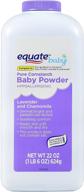 equate pure cornstarch baby powder with lavender and chamomile, 22oz: natural comfort for your baby's skin logo